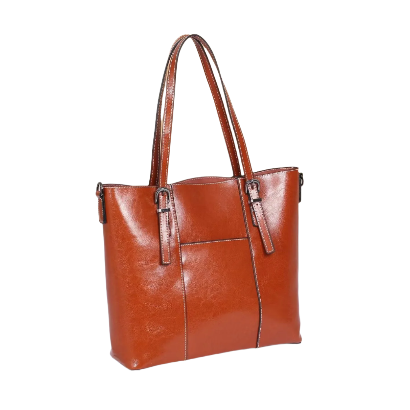 Big Bag Genuine Leather Cowhide Messenger Tote for Women - Spacious, Hand-held Tote in Black, White, Wine Red, Sugar Brown, and Brown Colors.