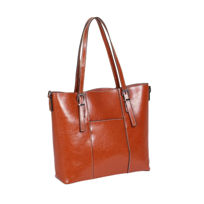 Big Bag Genuine Leather Cowhide Messenger Tote for Women - Spacious, Hand-held Tote in Black, White, Wine Red, Sugar Brown, and Brown Colors.