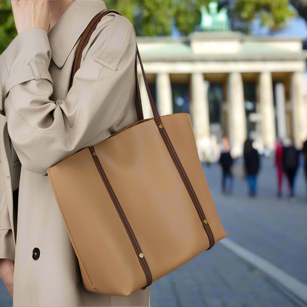 Niche soft leather large shoulder tote, genuine leather with a retro style, ideal for everyday use.