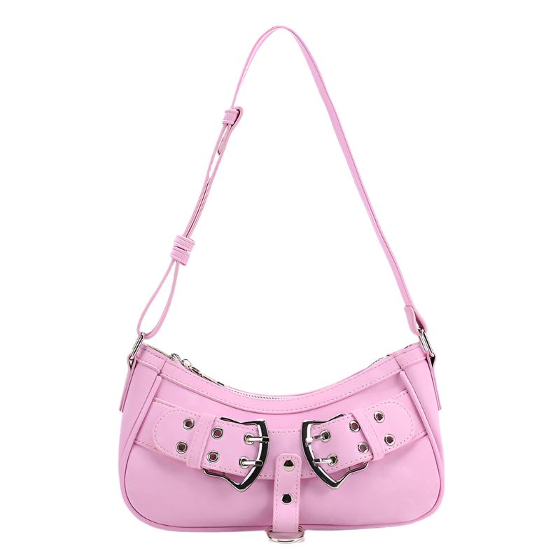 Niche Sweet Cool Hot Girl underarm bag in a dumpling shape made from PU, available in silver gray, black, creamy-white, and pink, featuring a soft texture and a mobile phone and document bag inside.

