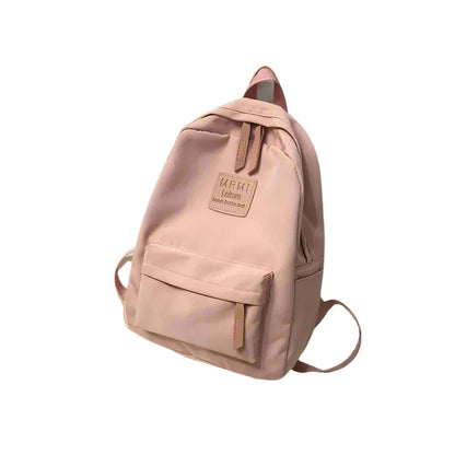 Durable and spacious solid nylon backpack for both men and women, ideal for school or travel, available in various colors