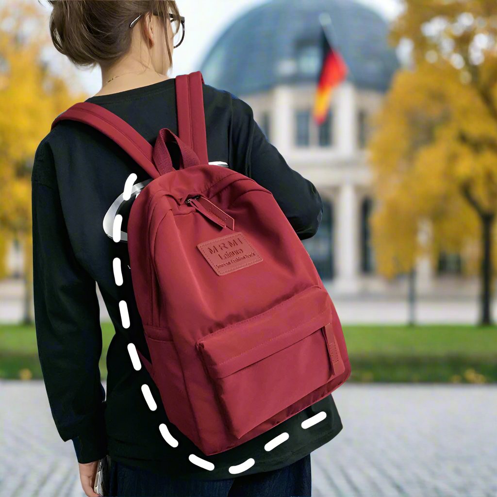 Durable and spacious solid nylon backpack for both men and women, ideal for school or travel, available in various colors