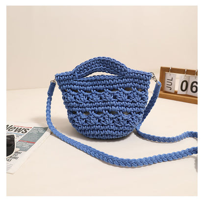 The Cute Woven Cotton Thread Crossbody Bag is a charming, fresh, and sweet mobile phone bag. Made from soft cotton with weaving and hollowing designs, it's perfect for daily use and comes in a range of vibrant colors.