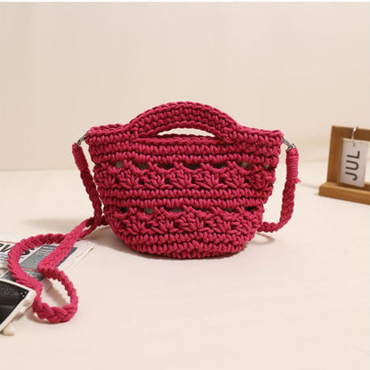 The Cute Woven Cotton Thread Crossbody Bag is a charming, fresh, and sweet mobile phone bag. Made from soft cotton with weaving and hollowing designs, it's perfect for daily use and comes in a range of vibrant colors.

