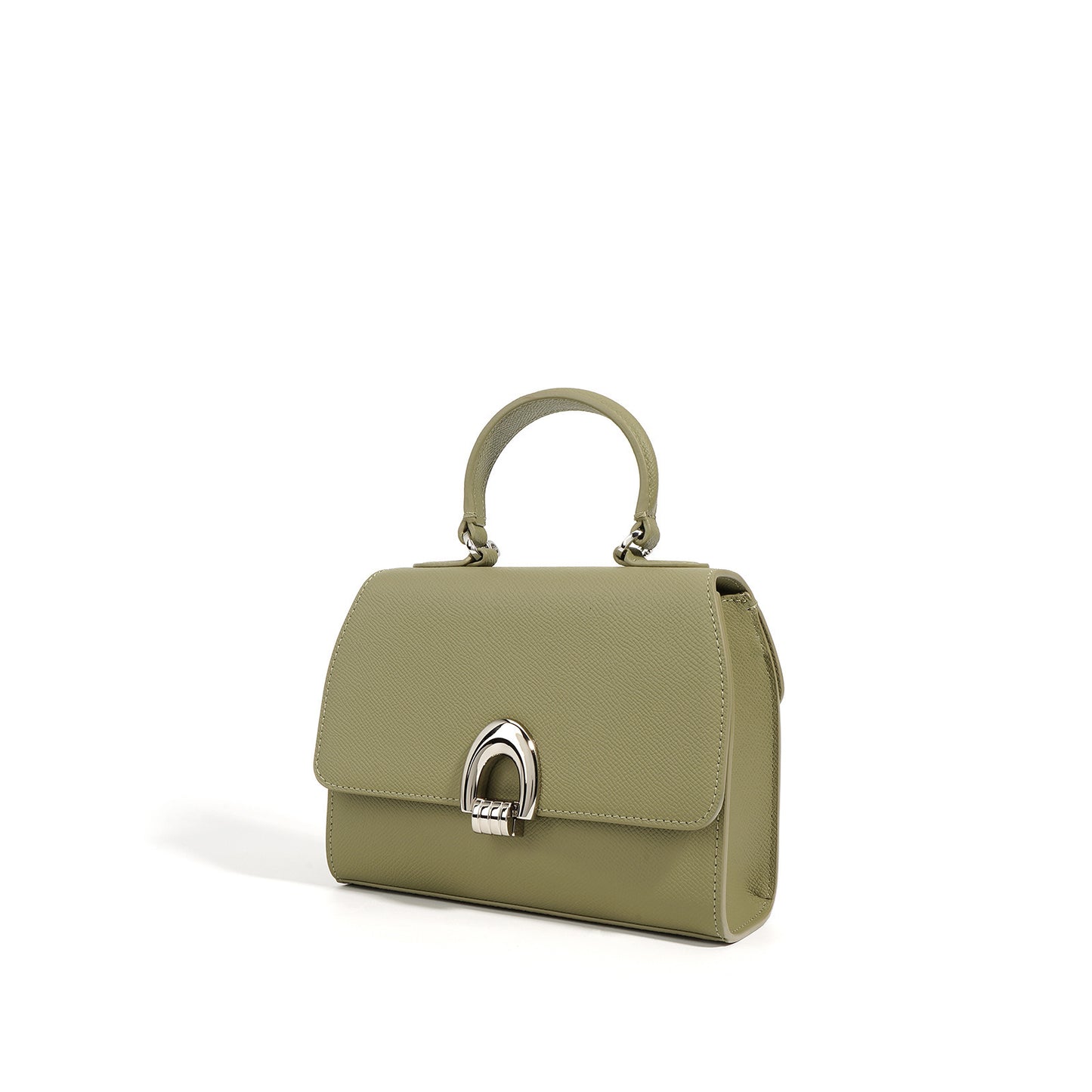 The Women's Simple Textured Cowhide Handbag is crafted from soft, genuine leather with a stylish shell shape and sandwich pocket. Its urban simplicity design makes it the perfect commuter bag, available in avocado green, black, and ivory white.
