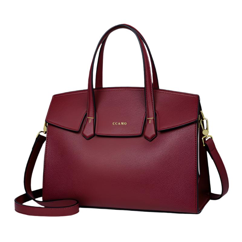 The Women's Fashion Large Crossbody Handbag is designed for urban simplicity with soft PU leather in a horizontal square shape. This wine red handbag is perfect for daily use with a spacious design featuring a slit pocket.

