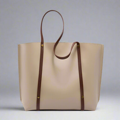 Niche soft leather large shoulder tote, genuine leather with a retro style, ideal for everyday use.