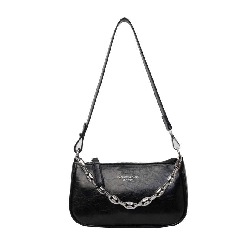 High-Grade Pearl Silver Crossbody Shoulder Bag in black, silver, gold, colorful silver, and pink, featuring a horizontal square shape with a three-dimensional pocket.