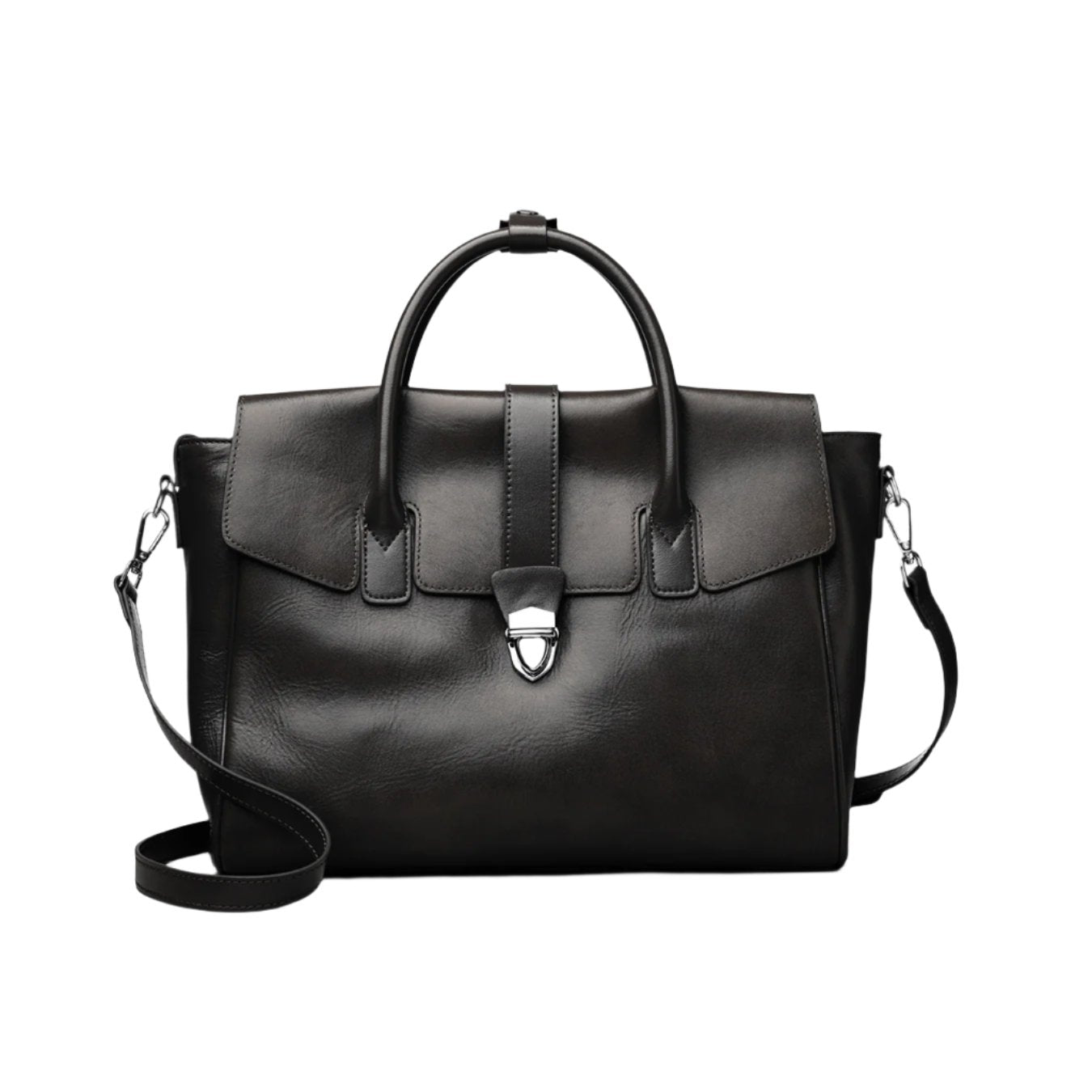 The Retro Women's Large Capacity Portable Shoulder Bag is crafted from genuine two-layer cowhide leather with a polyester cotton lining. Available in brown, gray, and black, this spacious shoulder bag features a horizontal square shape, making it ideal for urban simplicity and workday essentials.

