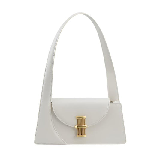 Niche Retro Underarm Handbag Shoulder in black, milky white, and red, soft PU material with sewing thread details