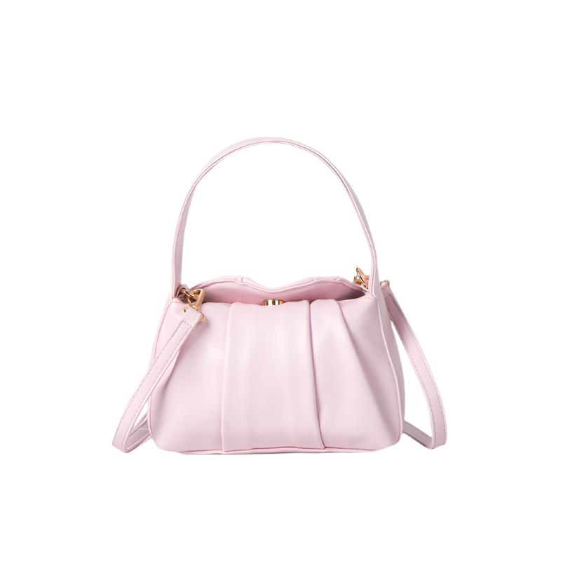 Stylish PU shoulder bag in a unique pillow shape, featuring a convenient zipper pocket for practicality