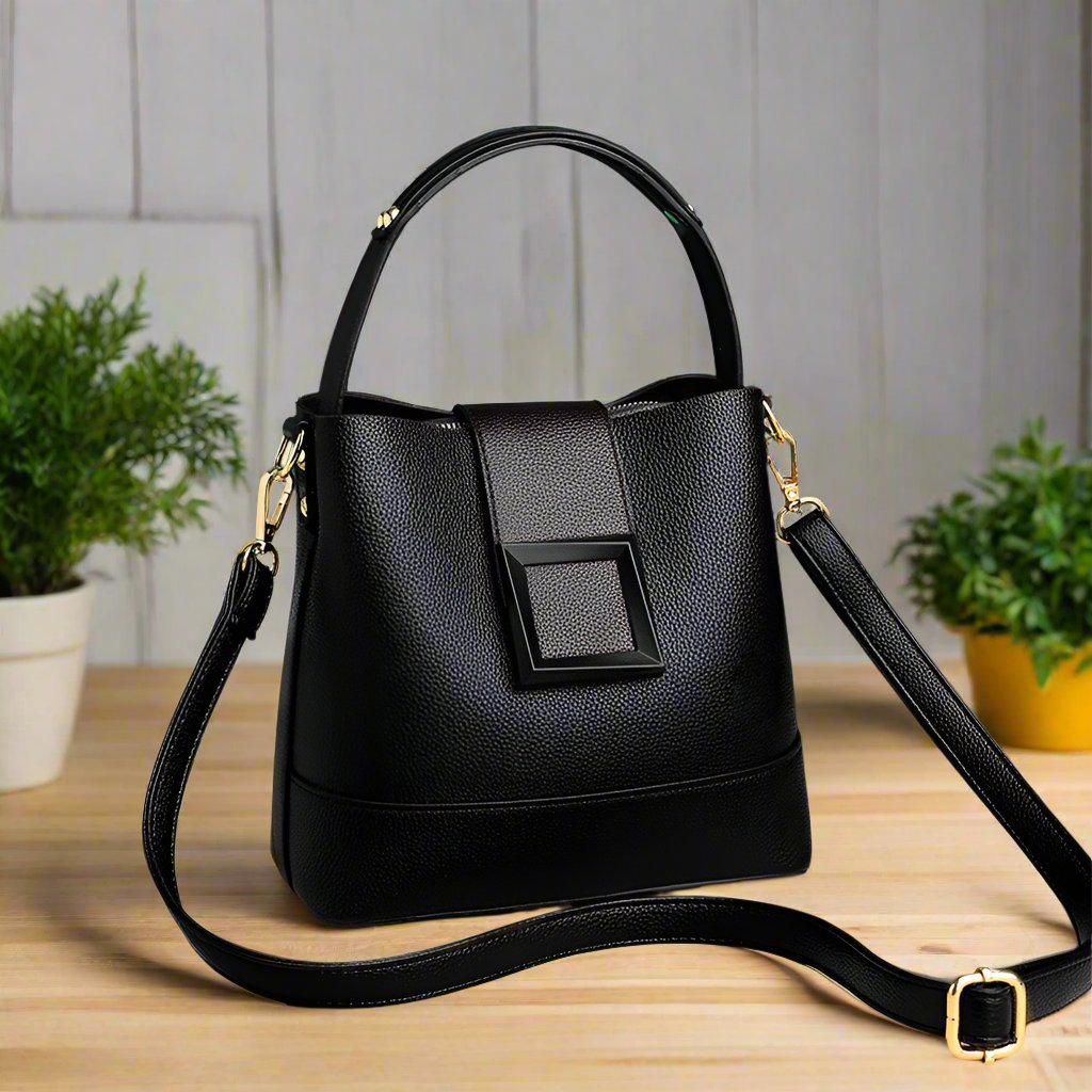 Trendy large capacity PU bucket handbag for women in stylish design, perfect for daily use, available in multiple colors.