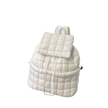 The Candy Color Quilted Women Backpack is a trendy and lightweight puffer bag made of soft nylon with padded shoulder straps. With multiple pockets and a drawstring flap closure, it’s ideal for work, college, and travel, combining style and functionality.